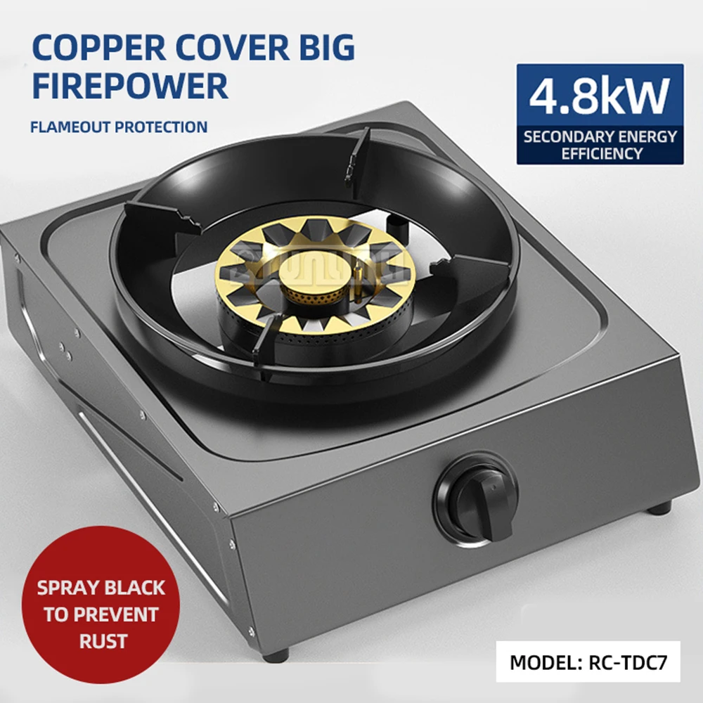 Kitchen Single Gas Cooker Household Stainless Steel Gas Stove Cooktop Energy-saving Encimera