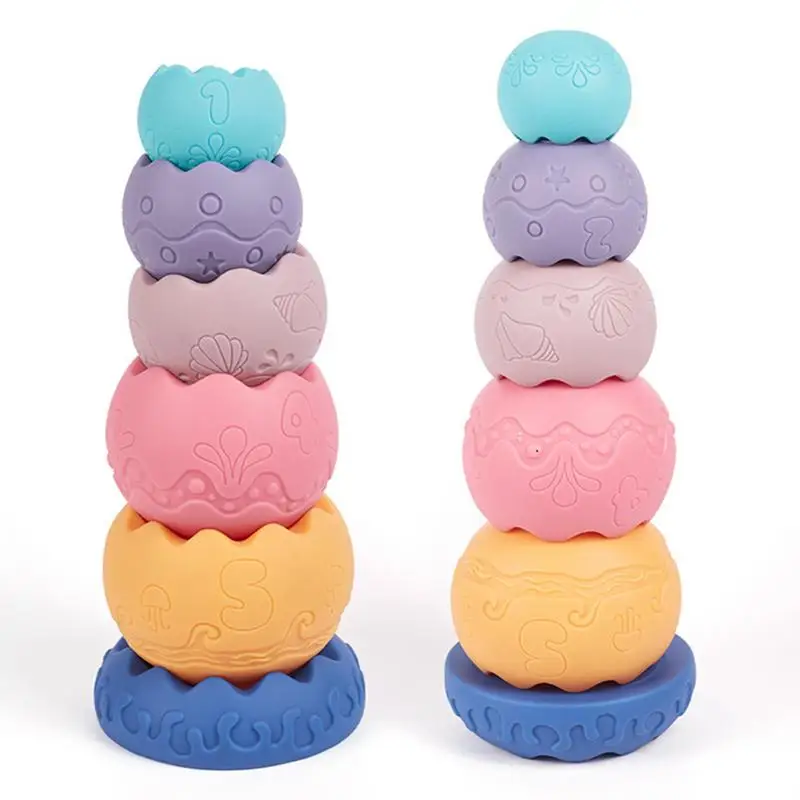 Stacking Tower Toys Eggshell Rubber Stacking Toys Sensory Stackable Soft Building Blocks Preschool Learning For Kids &