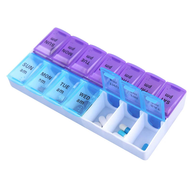 7 Days a Week Pill Organizer Morning and Night Pill Holder Storage Box Splitter Travel Medicine Organizer Portable Medicine