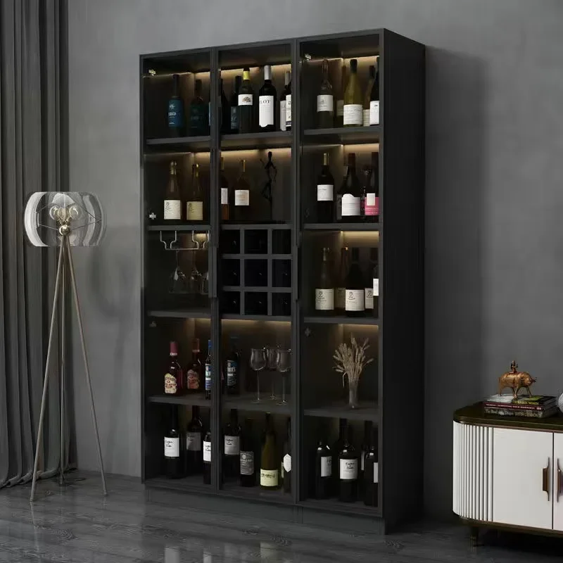 Liquor Storage Wine Cabinets Modern Glass Simplicity Corner Wine Cabinets Wall Display Botellero Vino European Furniture QF50JG