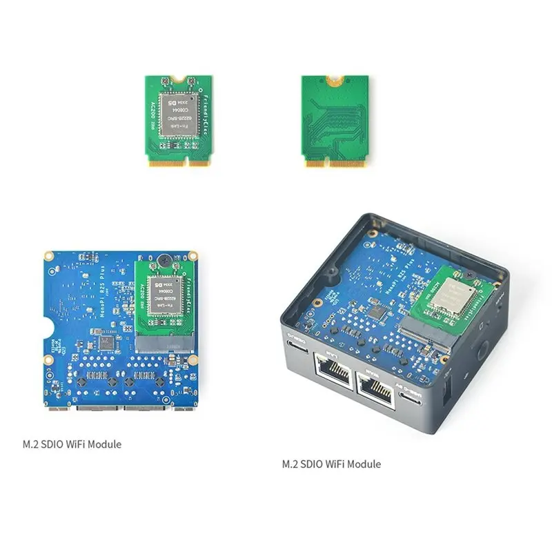 HJ-For R2S Plus/M5/R76S 호환 M.2 SDIO 와이파이 모듈 AC200 블루투스 V5.0 내장 안테나 포함