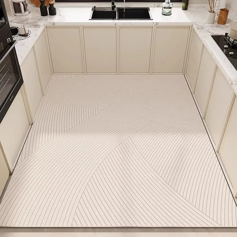PVC Kitchen Floor Mat Modern Minimalist Design Luxury Oil-proof Waterproof Bathrooms Carpet Wipeable No-clean Balcony Rugs Tapis