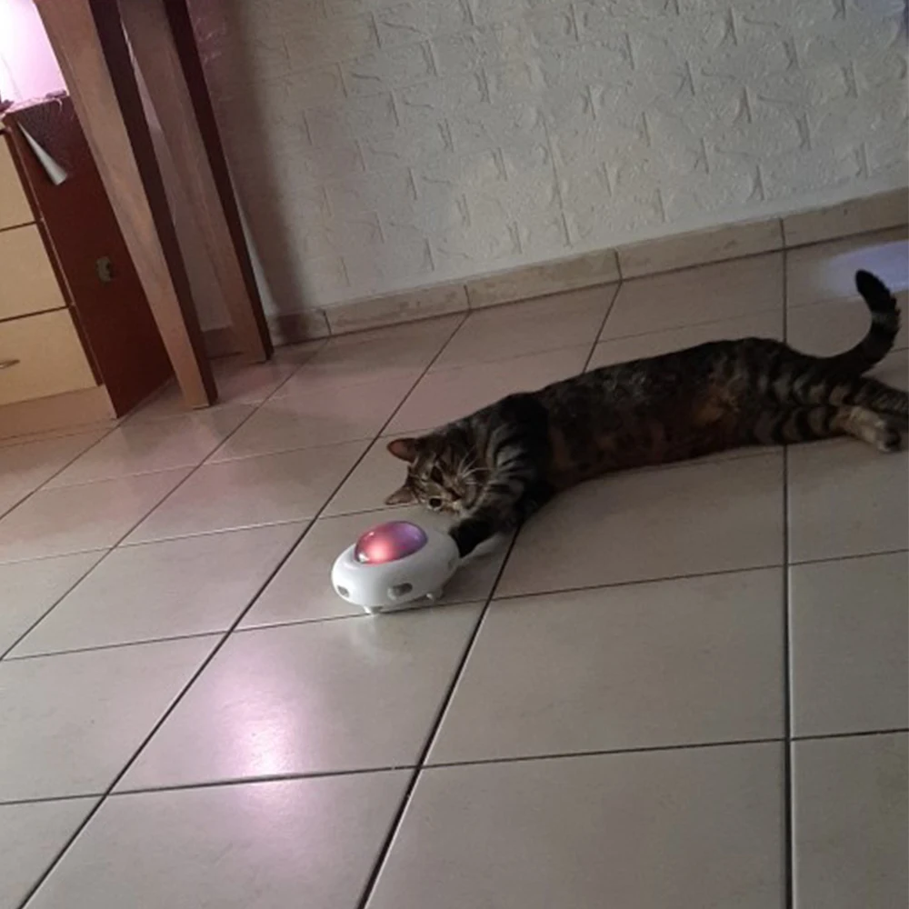 고양이 엔터테인먼트 장난감 반려동물 용품, 자동 UFO 반려동물 턴테이블 잡기, 상호 작용 교체 가능한 깃털 전기 고양이 장난감