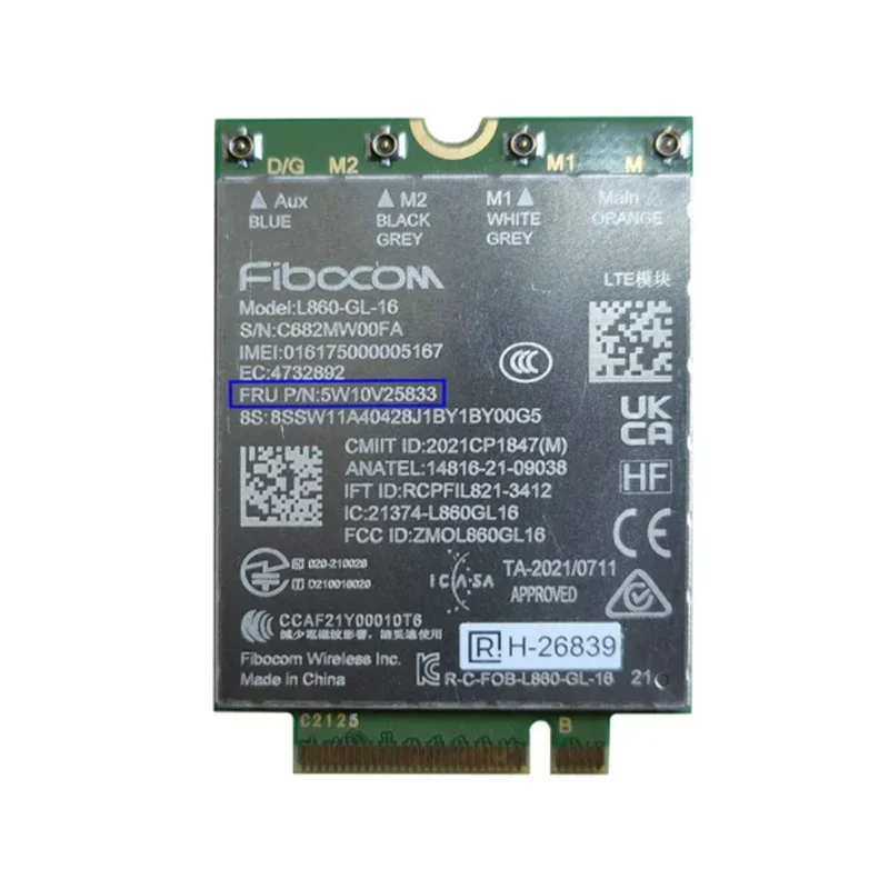 

Fibocom L860-GL-16 5W10V25833 LTE Cat16 module for Thinkpad X1 Carbon 10th X1 Yoga 7th P16 X1 Nano T14 T16 X13 P14 Gen laptop