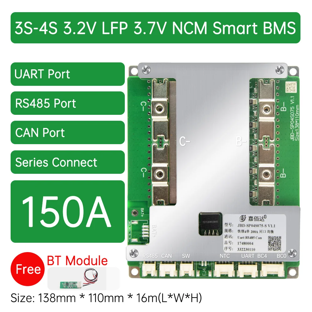 Bms Lifepo4 4S 12V 200a Calefacción | Jbd Bms 4S 200a 12V Bms Lifepo4 4S 12V 200a Calefacción | Jbd Bms 4S 200a 12V