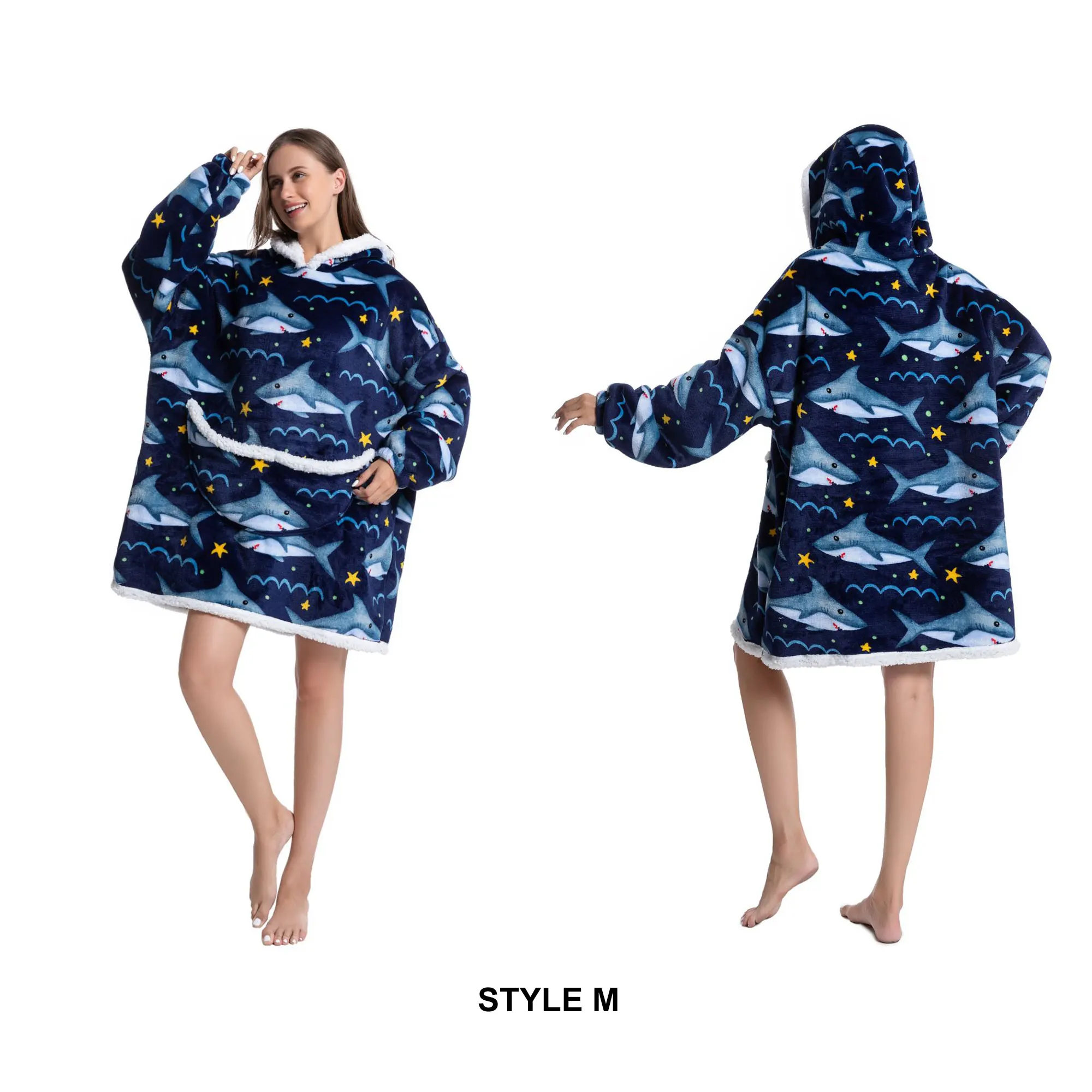 Cozy Sherpa Fleece Oversized Wearable Blanket Hoodie – Warm and Plush Hooded Sweatshirt