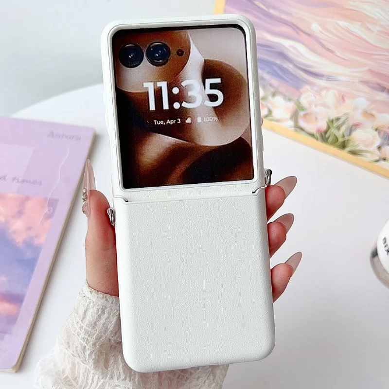Luxury Vegan Leather Hinge Case with Side Buckle and Matte Back Cover