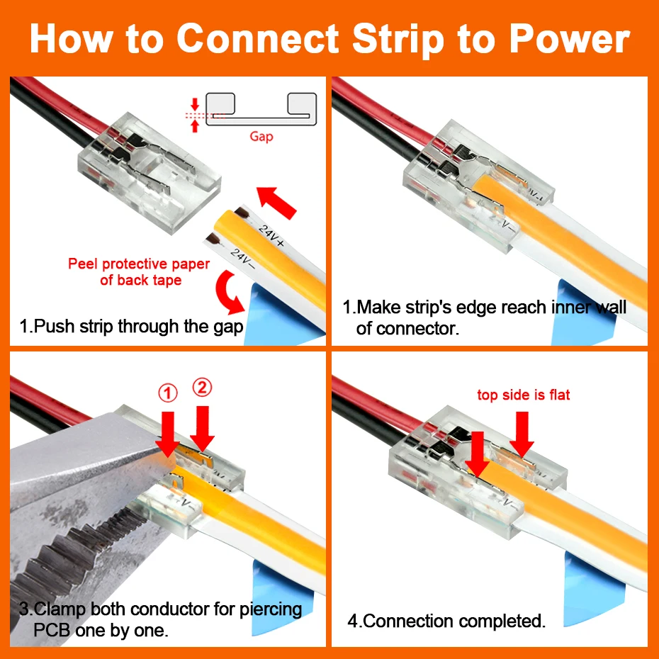 5pcs 2pin 3pin 4pin COB LED Strip Connector Extension Wire Terminal 5mm 8mm 10mm I/L Shape Corner LED Connectors