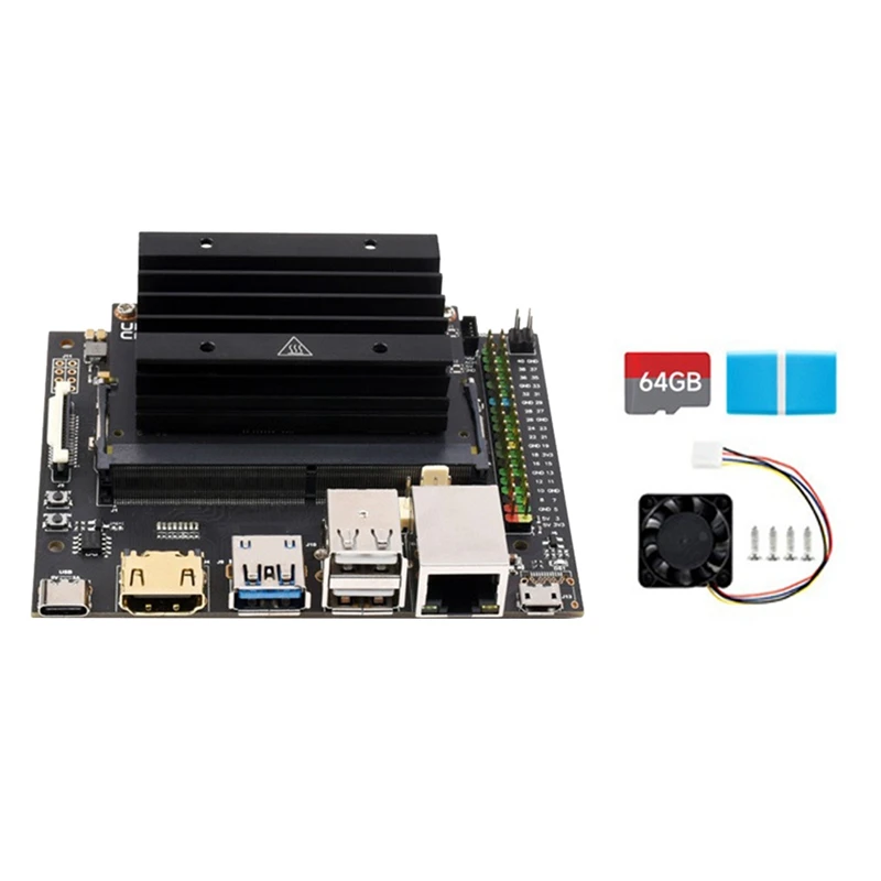 

Новая версия для Jetson Nano 4G + 16G стандартная Расширительная панель + модуль Jetsonnano + теплоотвод + вентилятор + SD-карта 64G + кардридер