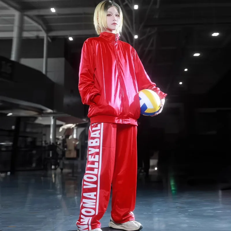 

Костюм для косплея аниме Haikyu Nekoma мужская красная школьная форма Kozume Kenma ролевые игры куртка и брюки волейбол Спортивная одежда