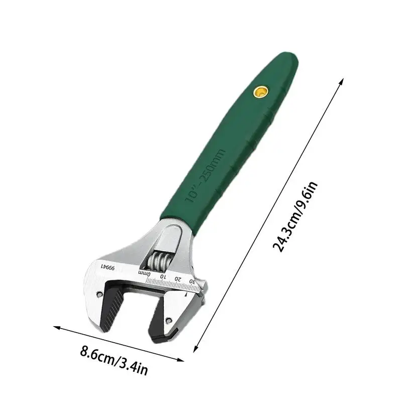 Steel Adjustable Wrench Wide Jaw Opening Plumber Tools Wrench Scale Marked Ergonomic Grip High Carbon Steel for Unclogging Pipe