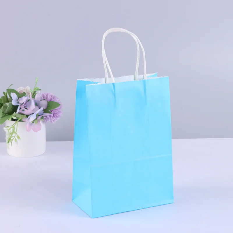 10 bolsas de regalo de papel Kraft con asas para compras, manualidades, bolsas marrones y blancas, bolsas de bricolaje, suministros para fiestas y Navidad