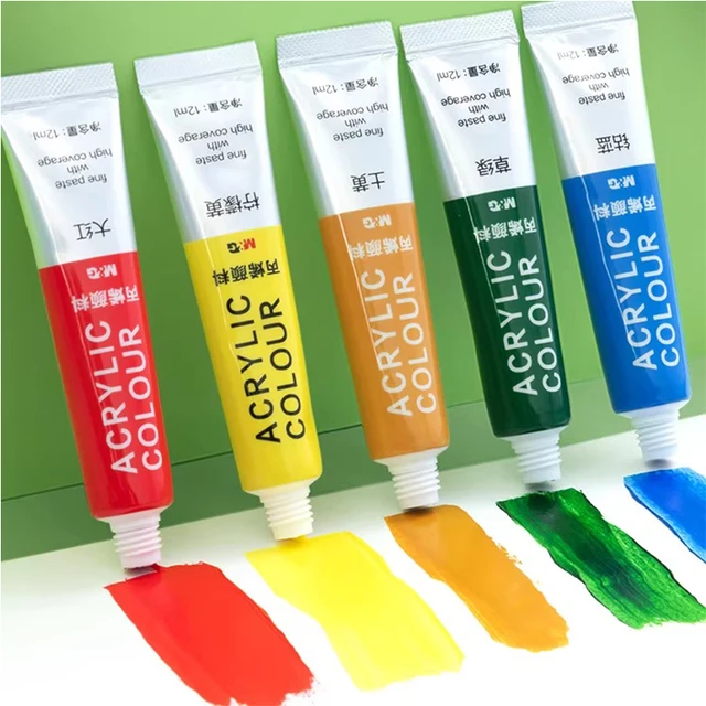 Set di colori acrilici M&G per studenti della scuola materna - Vernice ad acquerello fluido 12/24 colori 5 ml per ramo per una facile pittura 2