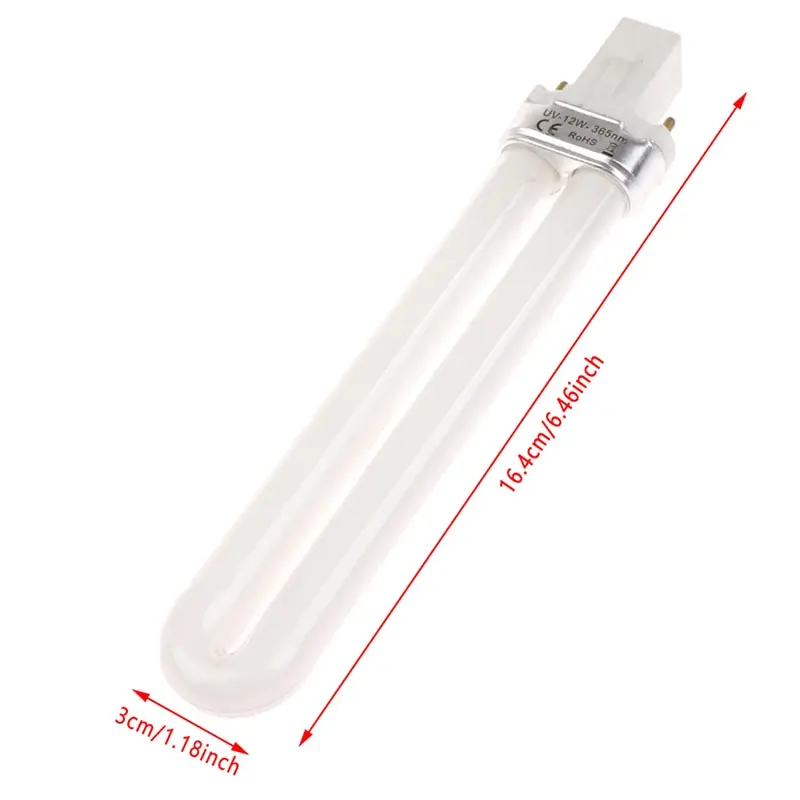 U자형 LED UV 기계 램프 전구 튜브, 네일 UV 젤 매니큐어 기계 네일 드라이어용, 9W, 12W, 1 PC