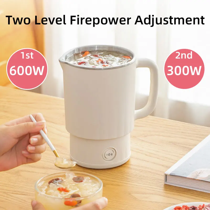 600ml Mini Electric Kettle,600W Portable Small Instant Noodles Pot,Travel Home Office Boiling Water Pot,Stainless Steel 4