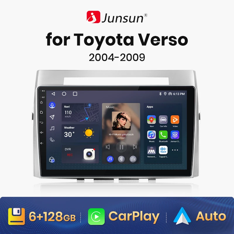 

Junsun V1 AI Voice Wireless CarPlay Android Auto Radio for Toyota Corolla Verso 2004-2009 4G Car Multimedia GPS 2din autoradio