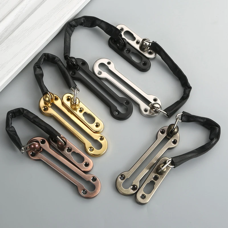 Stainless steel hotel door lock anti-theft door chain with PU holster Home security insert lock anti-theft chain
