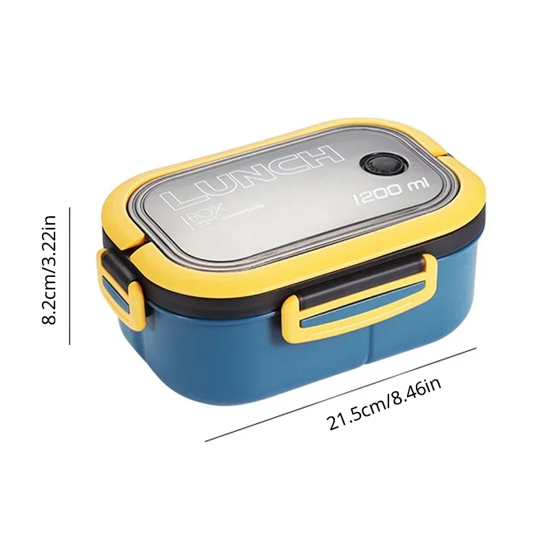 Portable Single Double-layer Lunch Box Compartment Fruit Food Microwave Lunch Box with Fork and Spoon Picnic Fresh Box