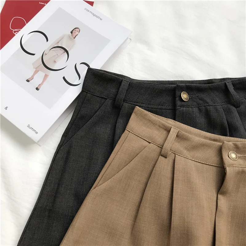 online clothes shopping Student Black Suit Short Pants Casual Female Summer 2021 New High Waist Loose Slim Wide Leg Pants Women‘s Shorts with Belt nike shorts women