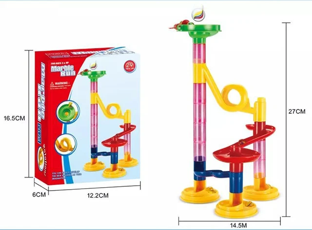 Marble Run Race Track Building Blocks Kids 3D Maze  Ball Roll Toy DIY  Marble Run Race Coaster Set 80/105/109/133pc Christmas Gi 6