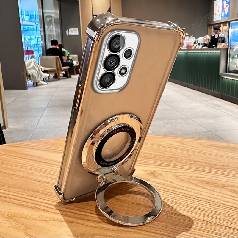 Magnetic Wireless Charging Stand with Four-Corner Anti-Shock Plating Case