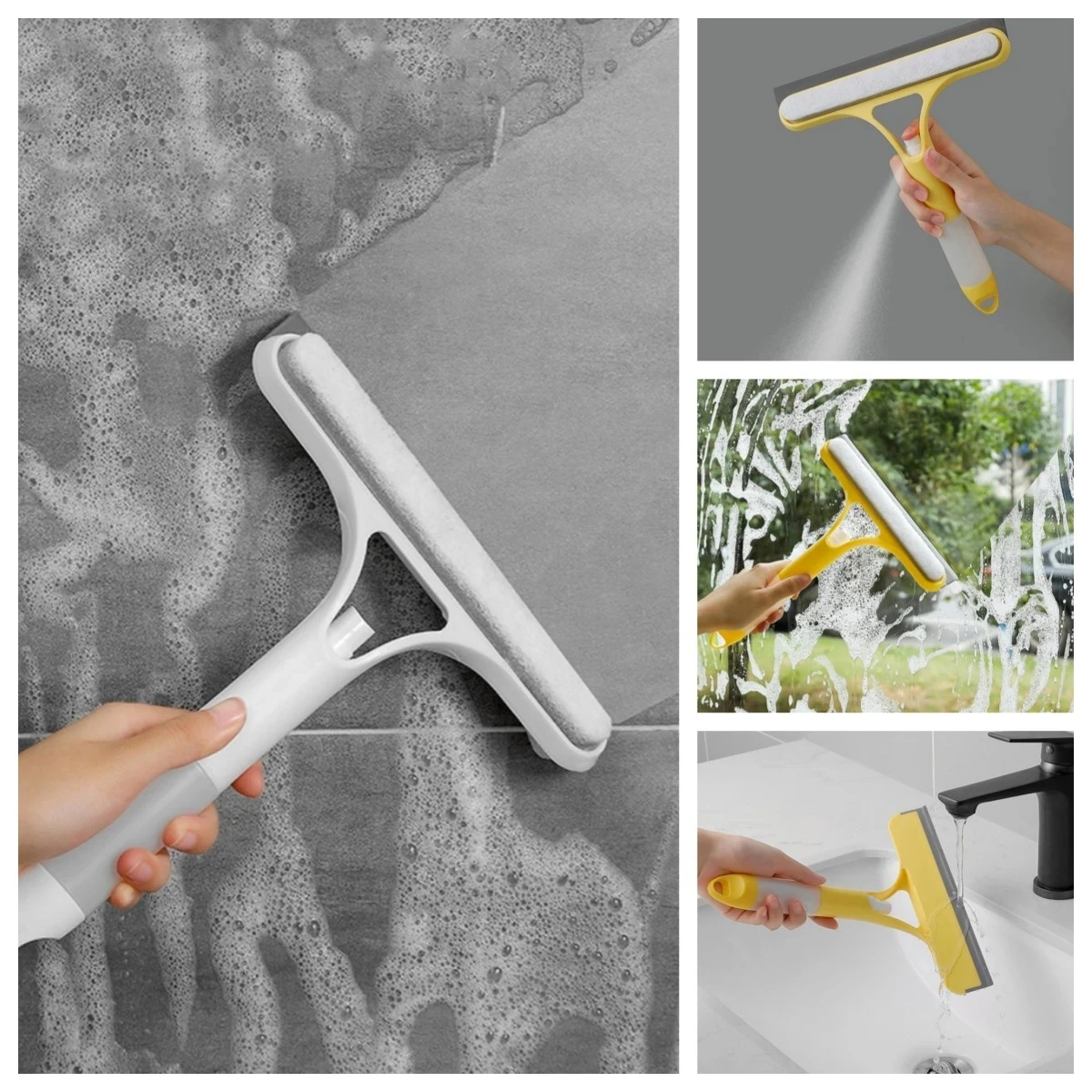 Glass Cleaner Sponge Wipe Shower Screen Bathroom Scraper Home Cleaning
