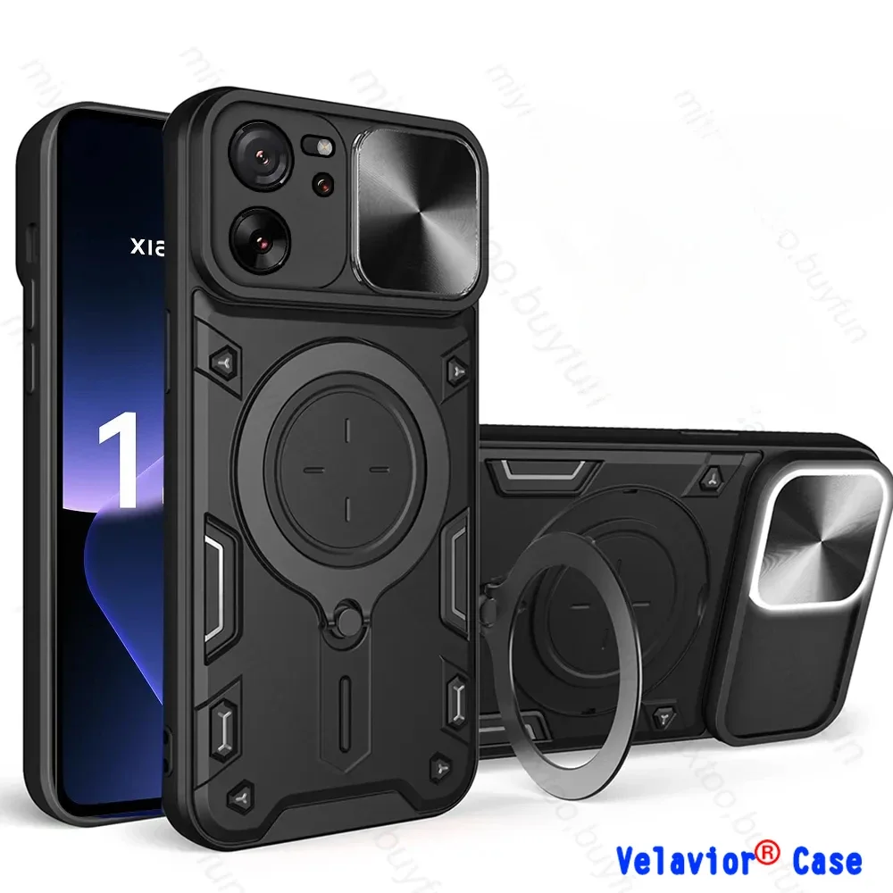 

For Xiaomi 13T Pro Case Armor Shockproof Fundas for Xiaomi 13T Redmi K60 Ultra Magnet Holder Ring Push Pull Camera Protect Cover