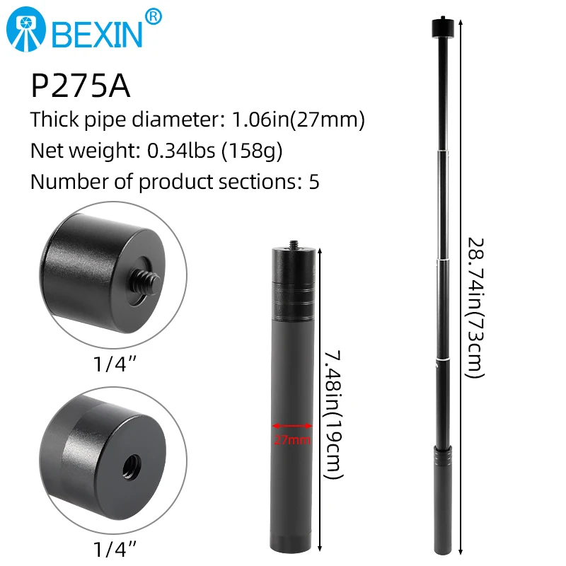 BEXIN-Handheld Bar Estabilizador Adaptador Stick, Tripé ajustável,