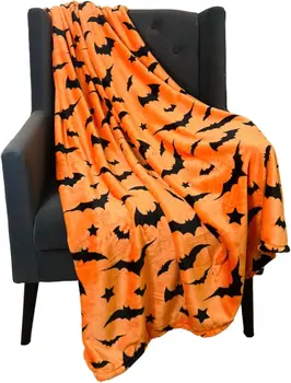 Black Bats Printed Flannel Blanket 1