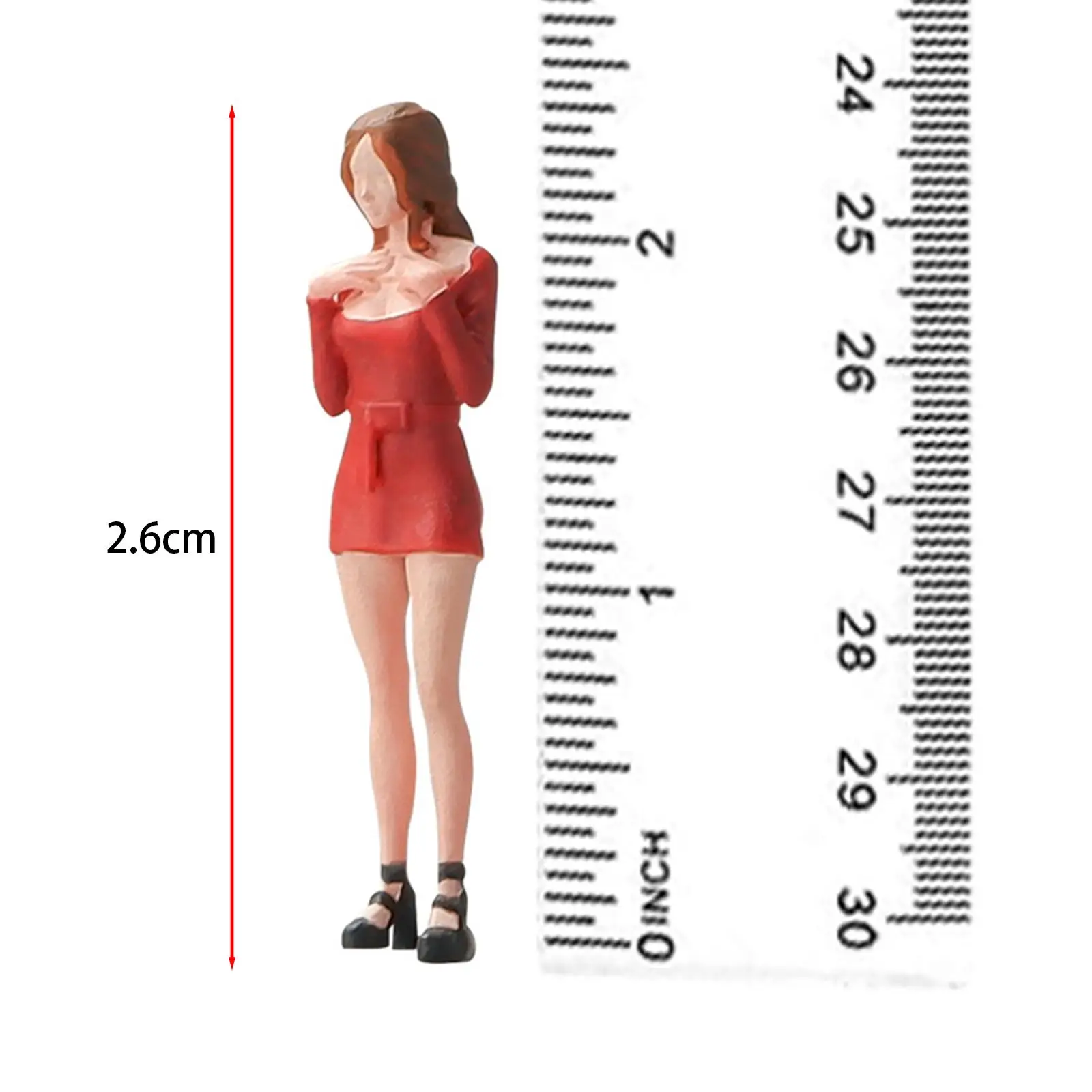 1/64 Hip Skirt Girl Figure Model Sand Table Layout Decoration Desktop Ornament S Scale Trains Architectural Resin Figurine Decor