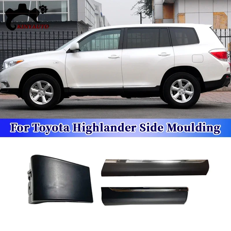 Side Moulding Chrome Front Rear Door Garnish Anti-scratch Strip Trim Protector Plate For Toyota Highlander 2012 13 14