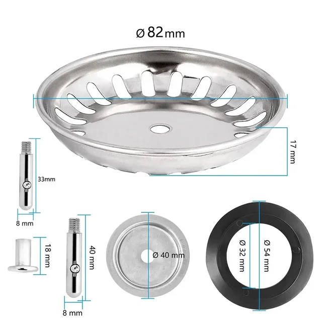 Kitchen Sink Strainer 304 Stainless Steel Water Stopper 80/82/84MM Bathroom Sink Water Filter Plug Basin Drain Sink Accessories 6