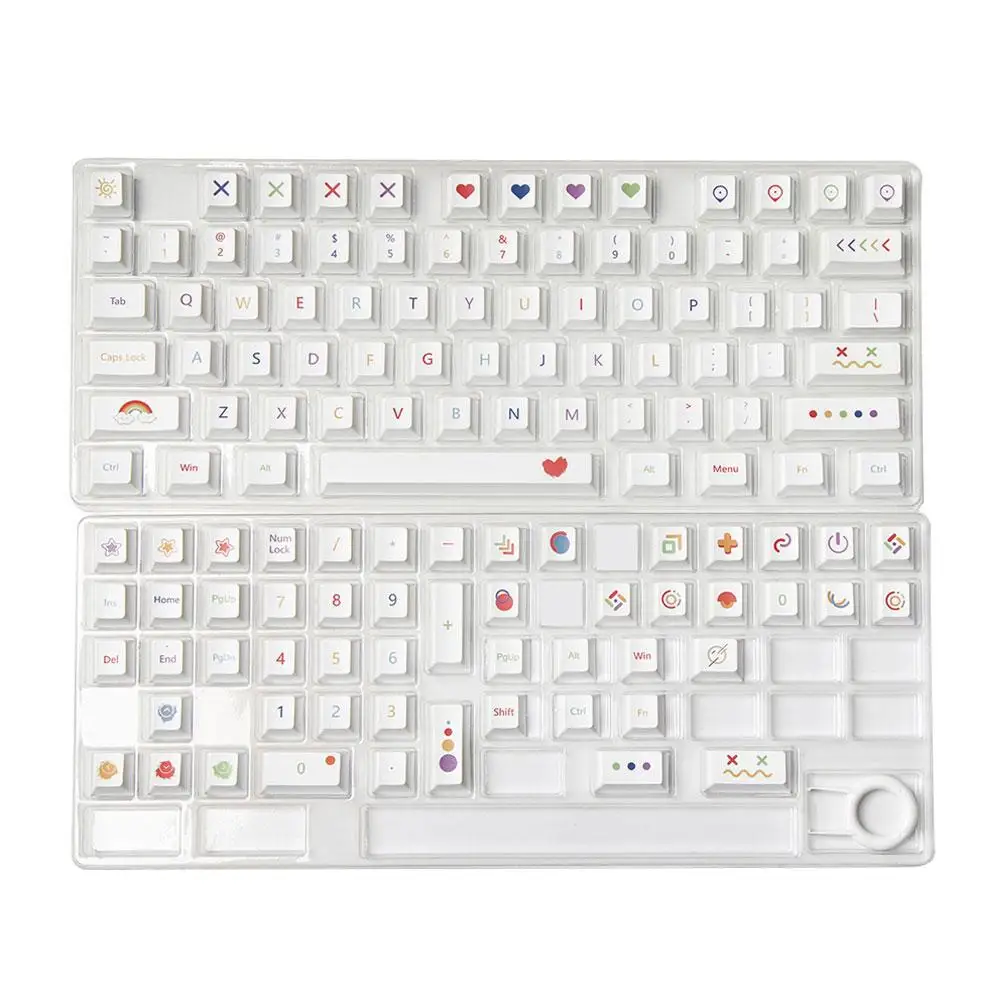 127 Key PBT Keycap DYE-SUB cherry Profile Personalized Minimalist White Colored Pen English Keycap For Cherry Mechanical Keyboar 