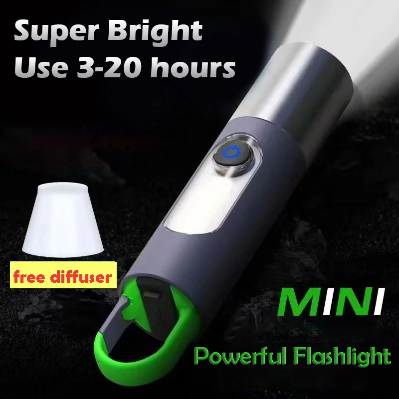 

Super Bright P50 Mini Led Torch Powerful Keychain Flashlight Rechargeable Outdoor Lighting Tent Lamp with Hook for Camping Work
