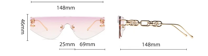 Neue quadratische rahmenlose Modespiegel-Sonnenbrille im Retro-Stil – Detail 2