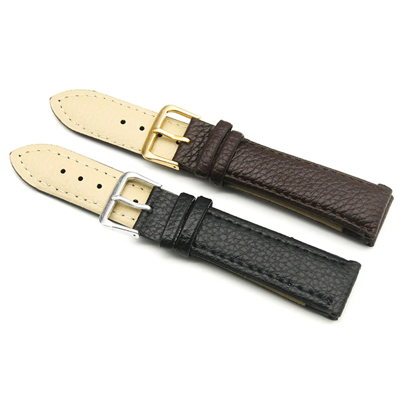 Leather Watchband 12mm 14mm 16mm 18mm 19mm 20mm 22mm 24mm 25mm With Silver Buckle Business Casual Watch Strap Accessories