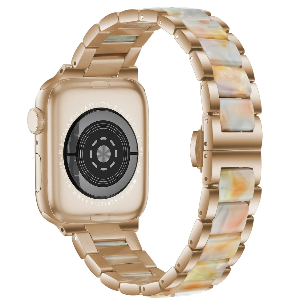 Metal Resin Strap For Apple Watch Ultra 8 7 49mm 45mm 41mm Stainless Steel Luxury Wristband for Iwatch 6 5 4 3 SE 44mm 42mm 40mm