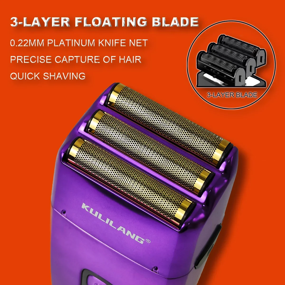 KULILANG R11F Purple Professional Electric Hair Shaver Oil Head Gradient Titanium Plated  Knife Net Hair Salon Trimmer 5