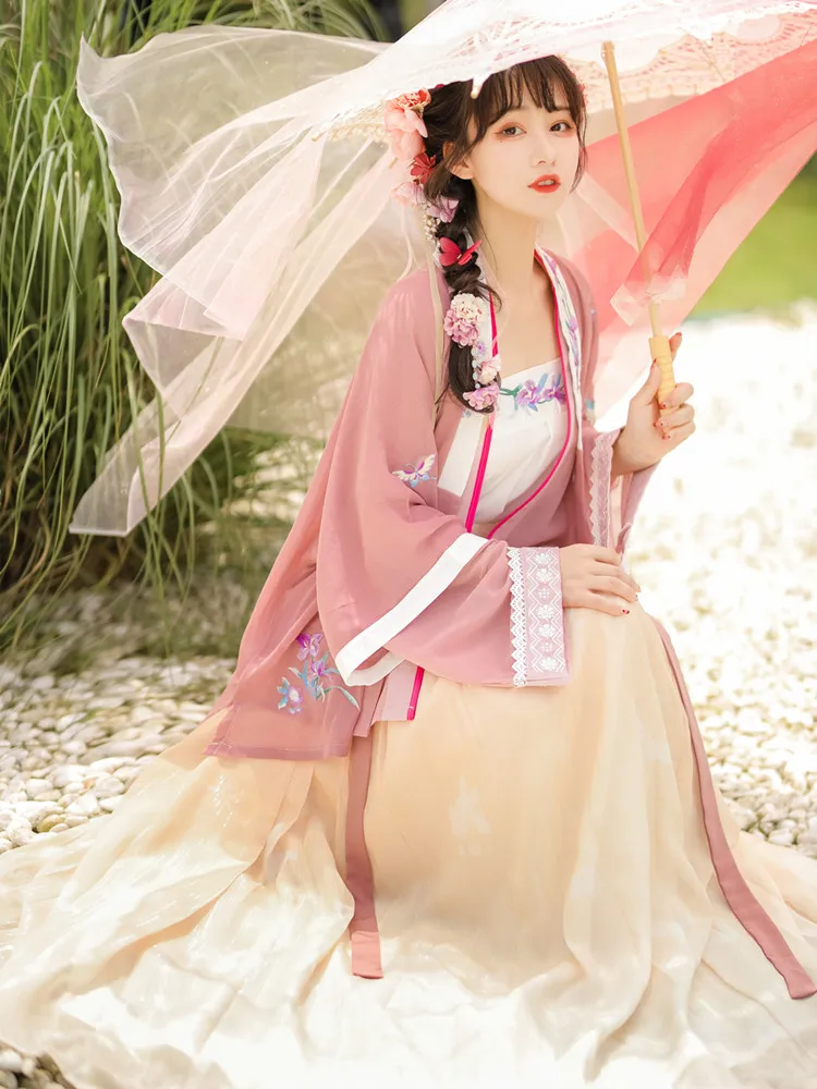 2022 chinese ancient song dynasty one - piece skirt gradient embroidery hanfu female women cospaly costume image_2