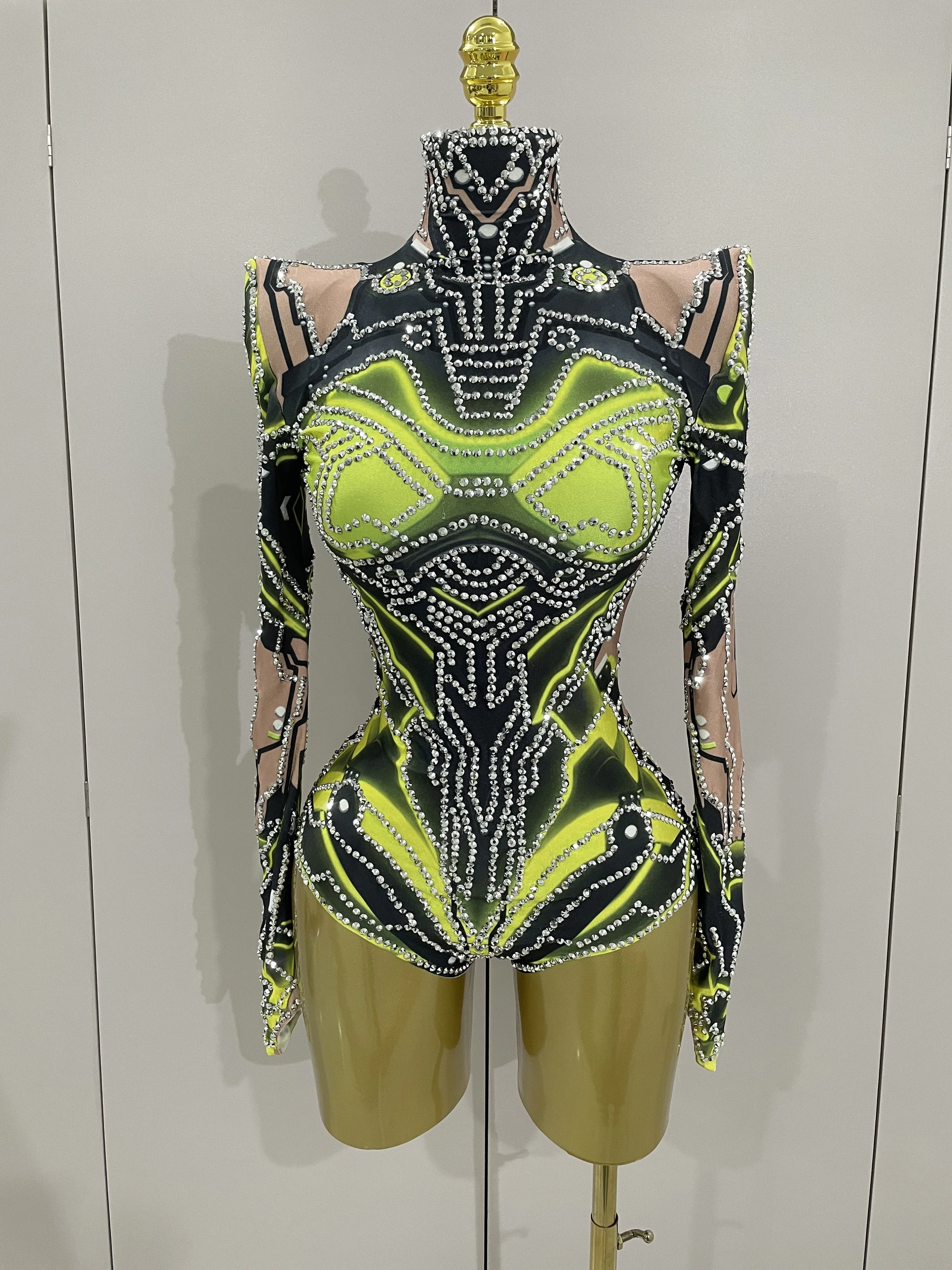 780012-888b7c.jpg 2025 Women Sexy Sparkly Stretch Bodysuit Nightclub Bar Dj Gogo Dancers Group Jumpsuit Pole Dance Clothing Cosplay Stage Costumes - Image 1