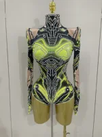 2025 Women Sexy Sparkly Stretch Bodysuit Nightclub Bar Dj Gogo Dancers Group Jumpsuit Pole Dance Clothing Cosplay Stage Costumes