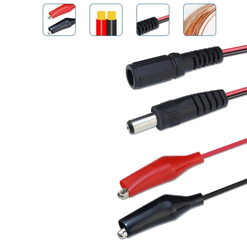 50cm DC 5.5*2.1mm male Female Jack cable Alligator Clips Connector Crocodile Wire cord 12V 3A Power Cable test lead t1