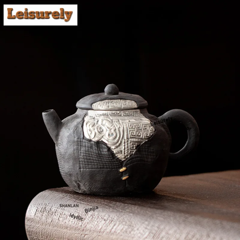 160ml Drawing Silver Dragon Pattern Teapot Handmade Tea Infuser Pot Tea Making Kettle With Ball Hole For Tea Accessories Gift