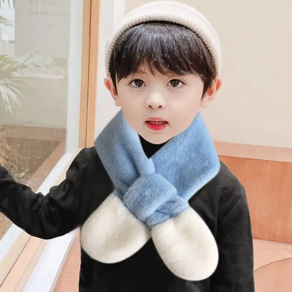 Bib Baby Thermal Neck Warmer Windproof Coldproof Snap Fastener Boys Girls Plush Scarf Neckerchief Thickened Ski Snowing Scarf