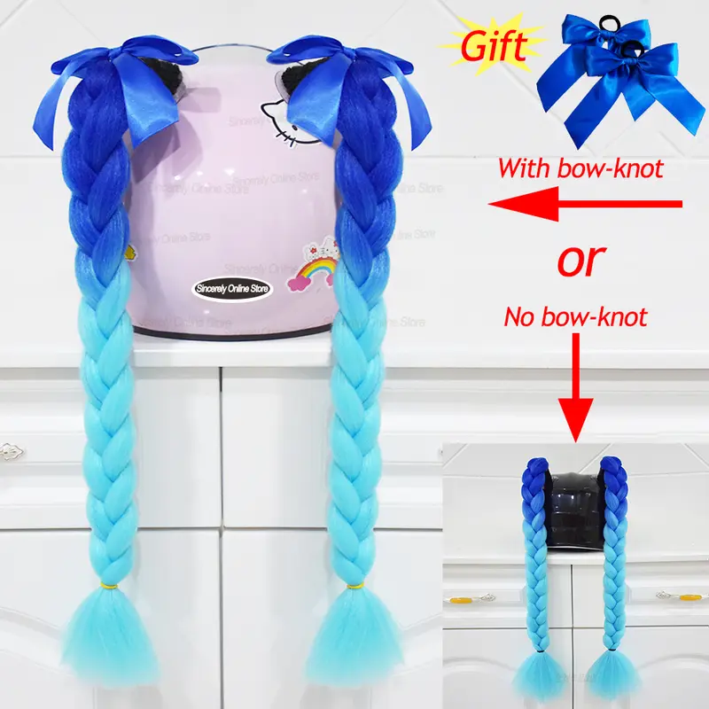 2pcs Quality Braids For Motorcycle Helmet Ponytail Sucker Braids Wig For Woman Helmet Decor Ears Twist Accessories 164 Colors - Image 7