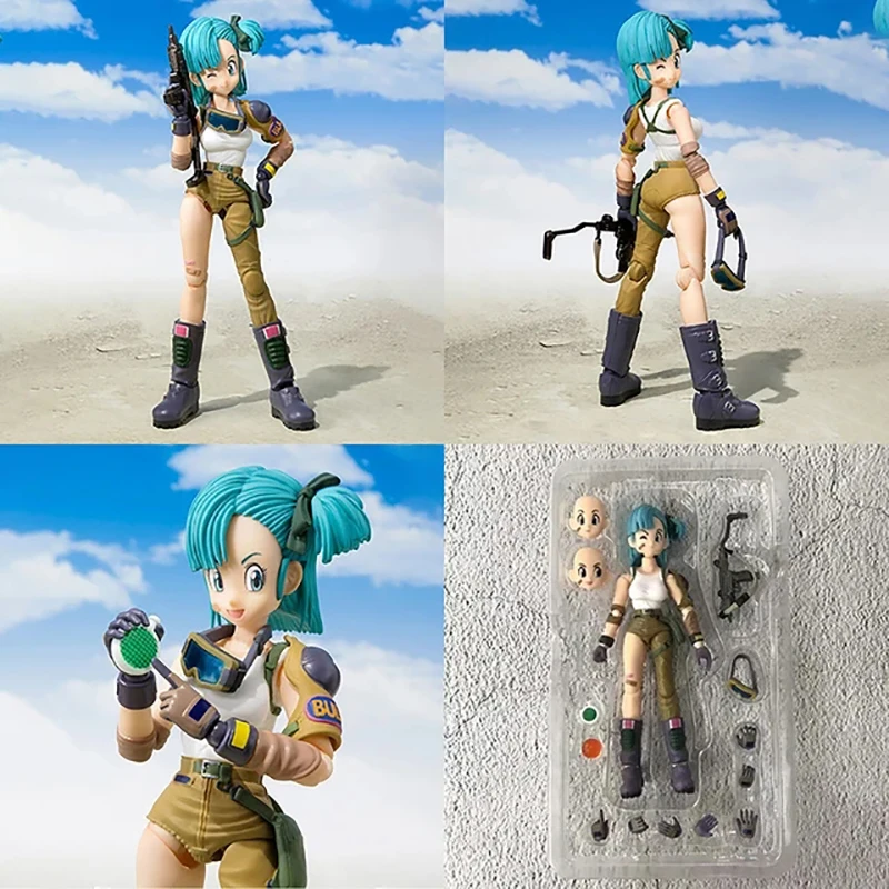 

Hot 14cm Dragonball anime gun-wielding girl Bulma character doll PVC sculpture series collection model toys children's gifts