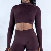 NCLAGEN Impact Crop Zippy haut de fitness à manches longues pour femmes vêtements de gymnastique sans couture course entraînement séchage rapide Pilates sport chemise de yoga 3