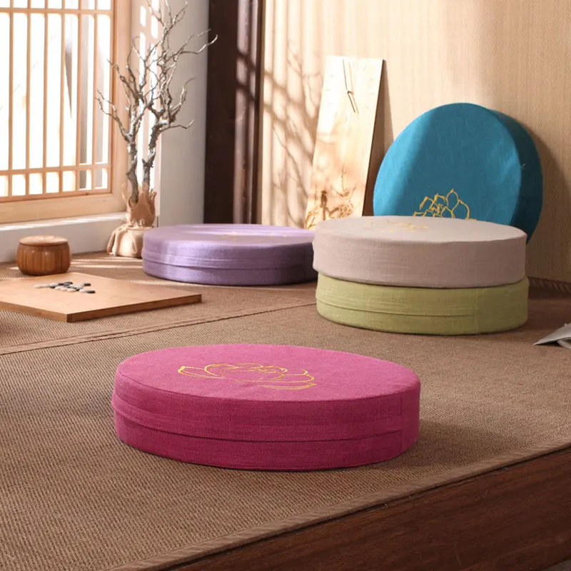 1PC Meditate Meditation PEP Hard Texture Linen Round Backrest Pillow Cushion Washable Yoga Floor Mat 40x6cm