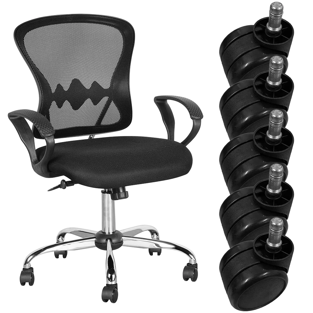 5PCS Office Chair Casters 60mm Universal Rolling Casters Wear Resist Small Rolling Caster Set Replacemen Furniture Wheels Roller — view 5