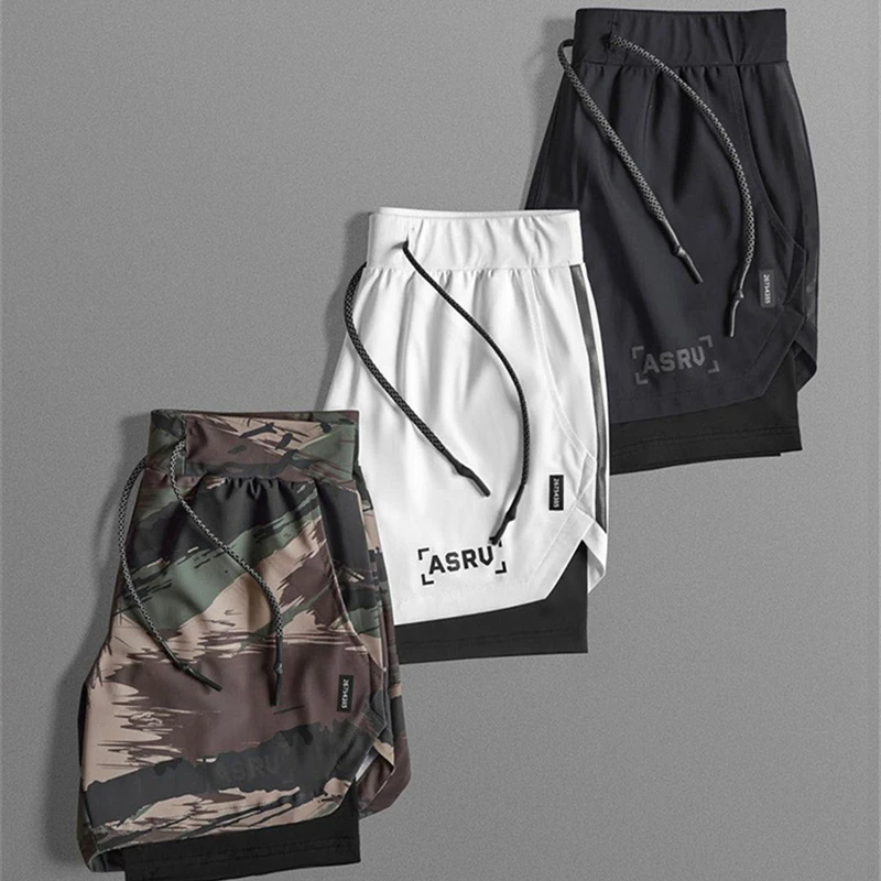 

Men 2 in 1 Noctilucent Shorts Sport Waterproof Gym Shorts Fitness Bodybuilding Workout Quick Dry Beach Shorts Men Running Shorts